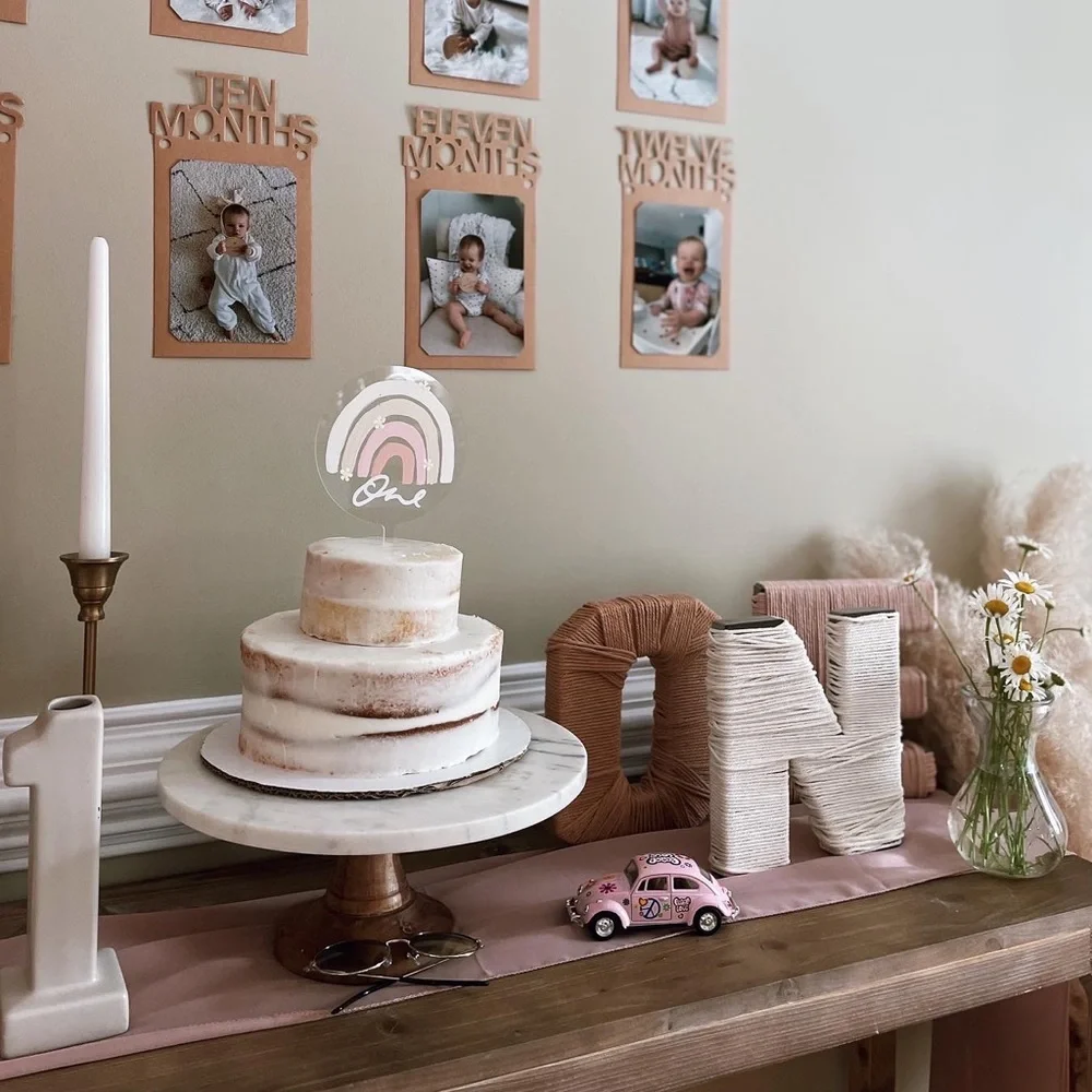 Rainbow / daisy cake topper acrylic